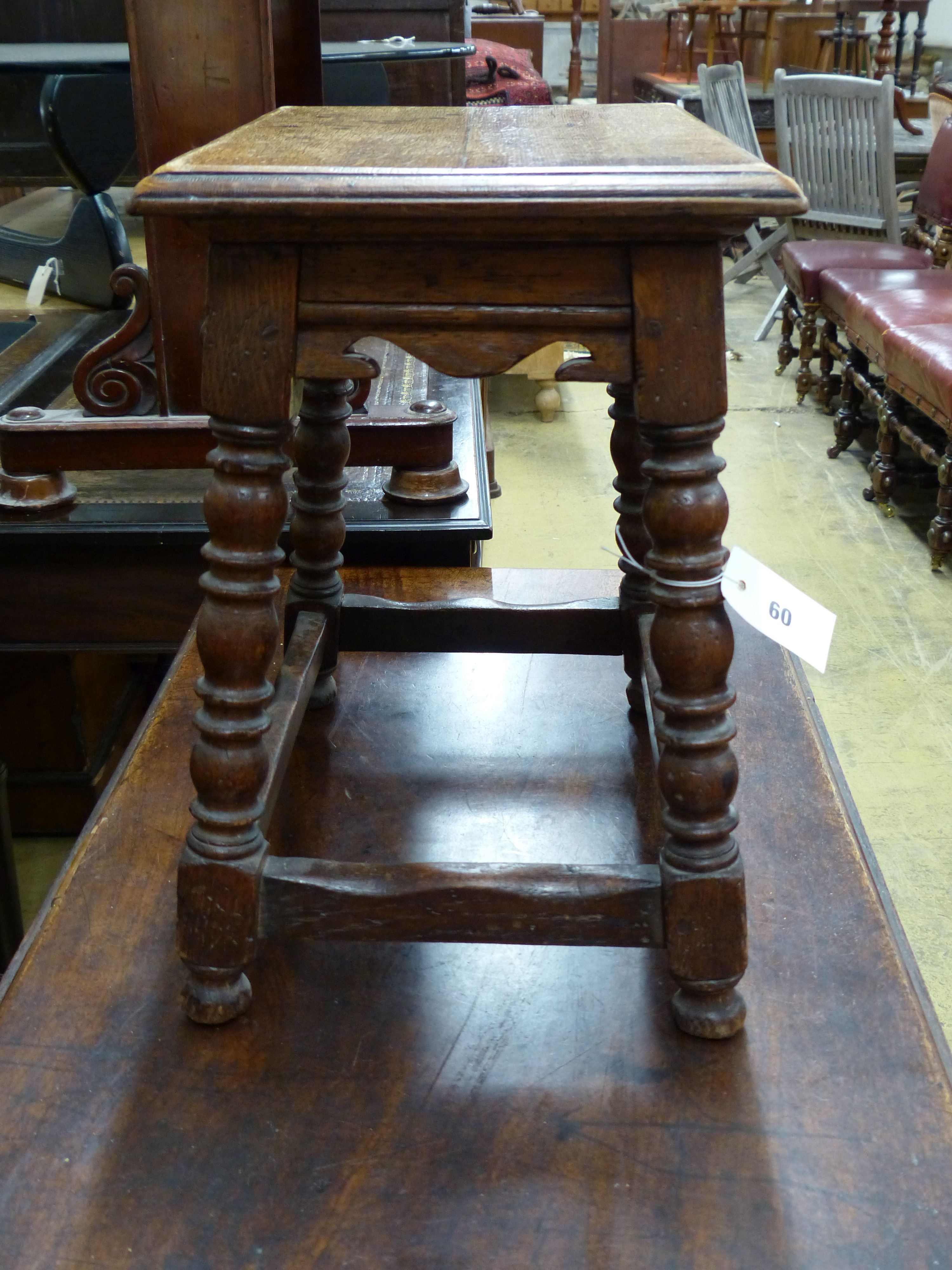 A 17th century style oak joint stool